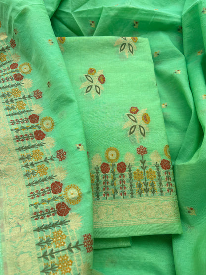 Green Resham Weaving Chanderi suit set