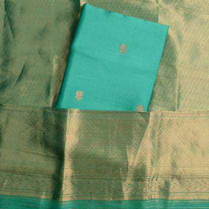 Turq mango silk with kora brocade dupatta