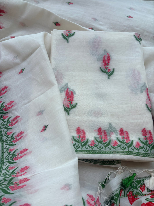 White base Resham weaving suit set