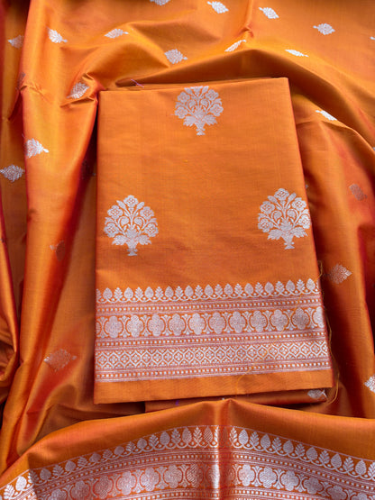 Orange katan by katan silk kadhwa suit set