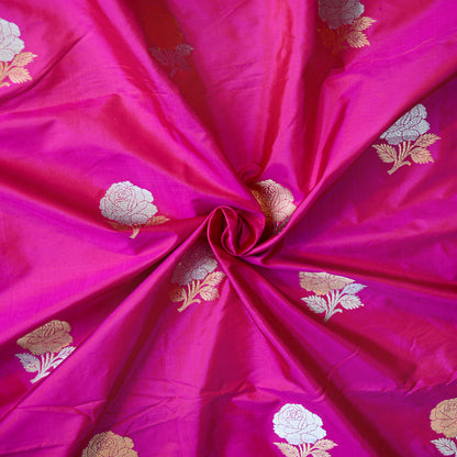 Pink katan silk flower booti fabric