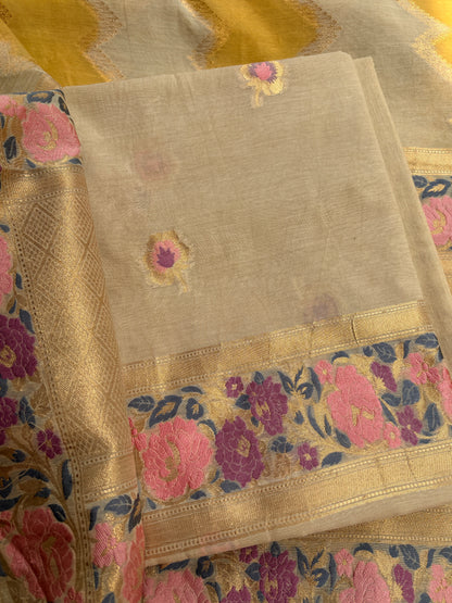 Khadi color Chanderi cotton meenadar suit set