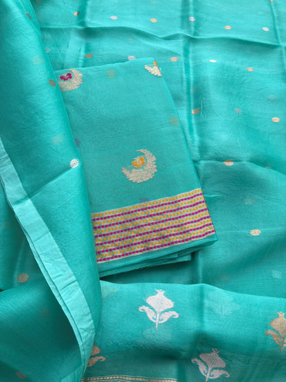 Blue Chiniya kora suit set