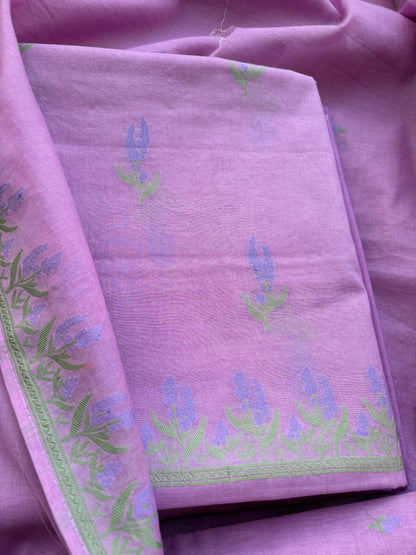Lavender Chanderi cotton suit set