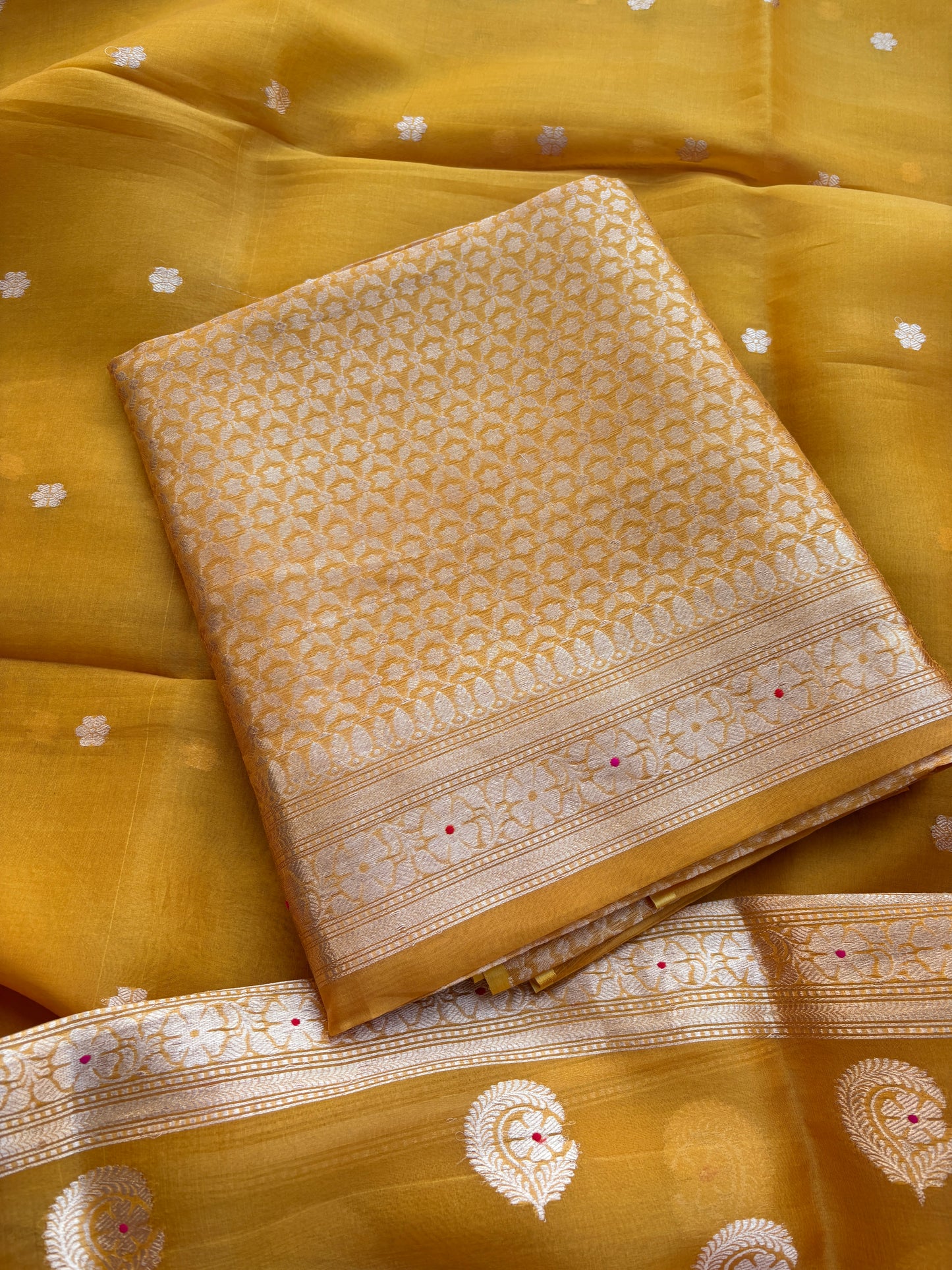 Yellow kora brocade suit set