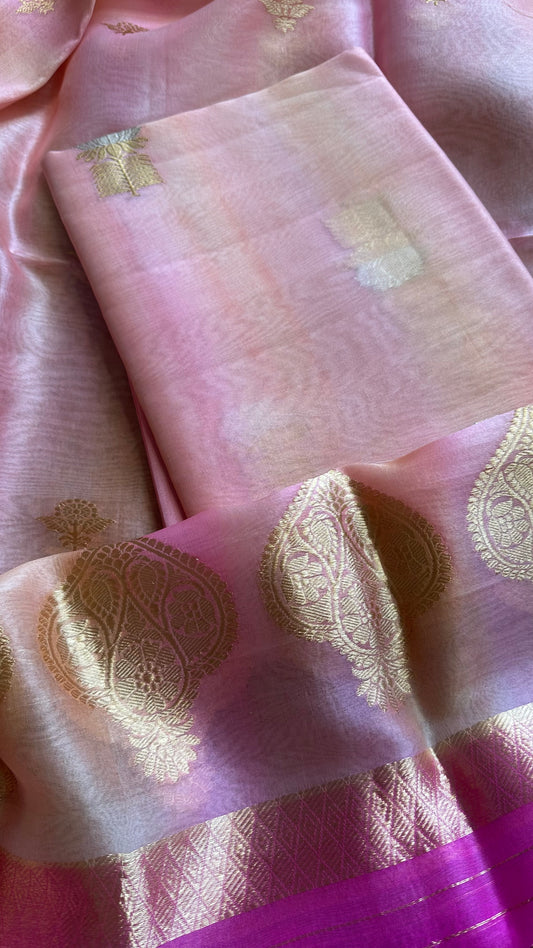 Pink kora kadhwa silk suit dry