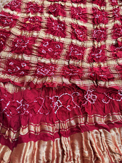 Red gajji silk Gharchola dupatta