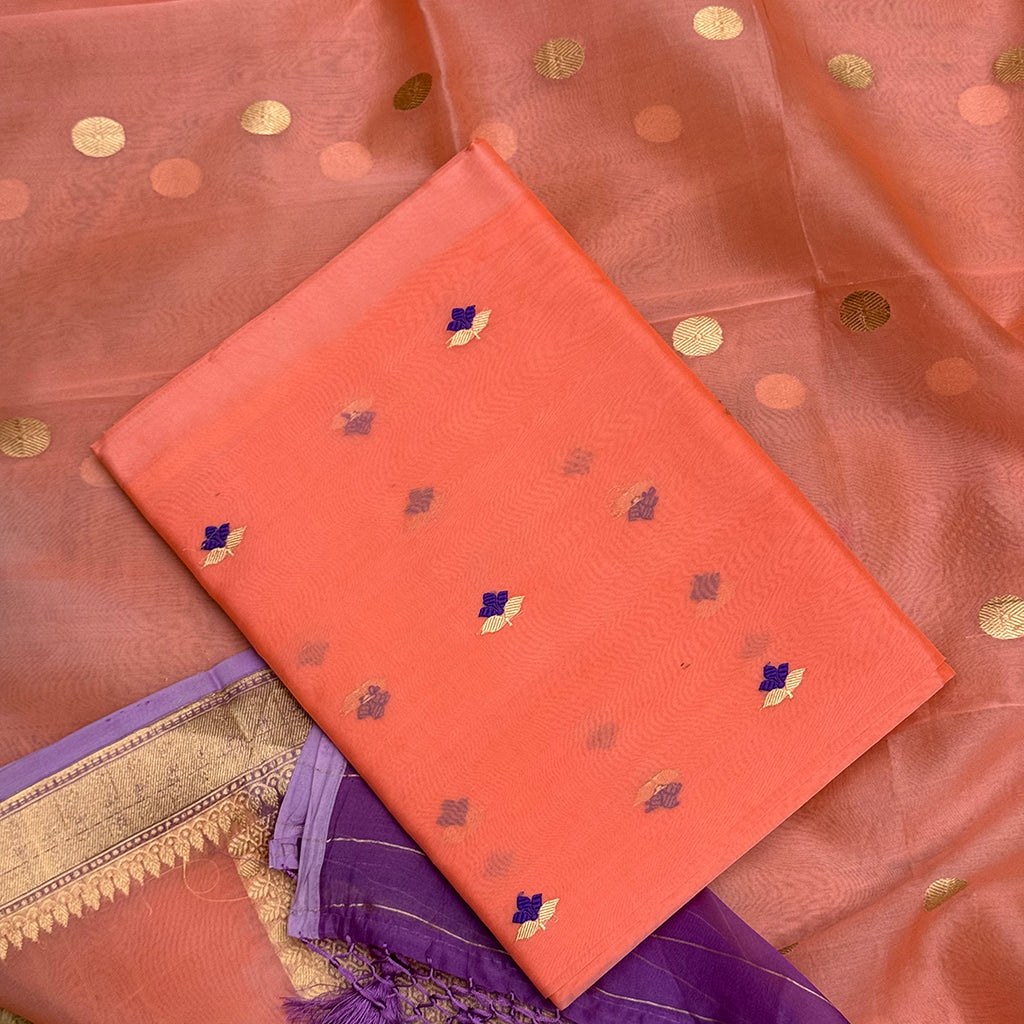 Peach kora shaded suit set