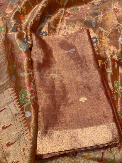 Orange tissue kadhwa suit set