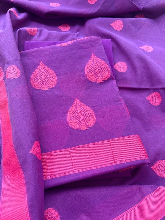 Purple paan boota Resham weaving suit set( cc-08)
