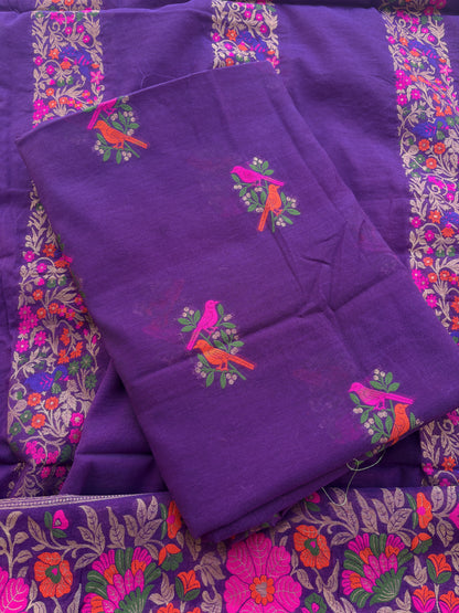 Purple peacock weaving Chanderi exclusive suit set