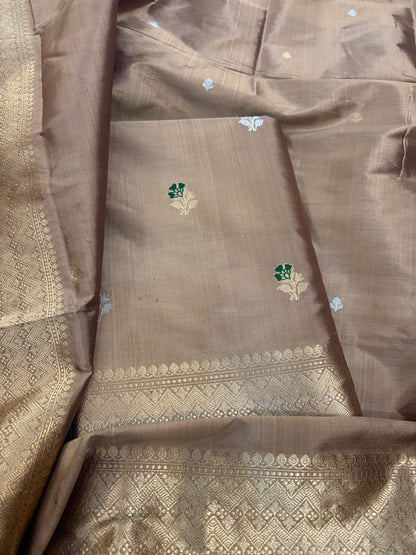 Earthy color katan silk kadhwa suit set