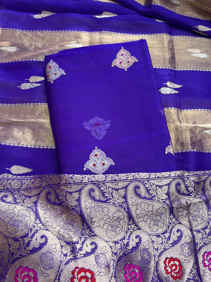 Purple kora kadhwa 3 piece suit set