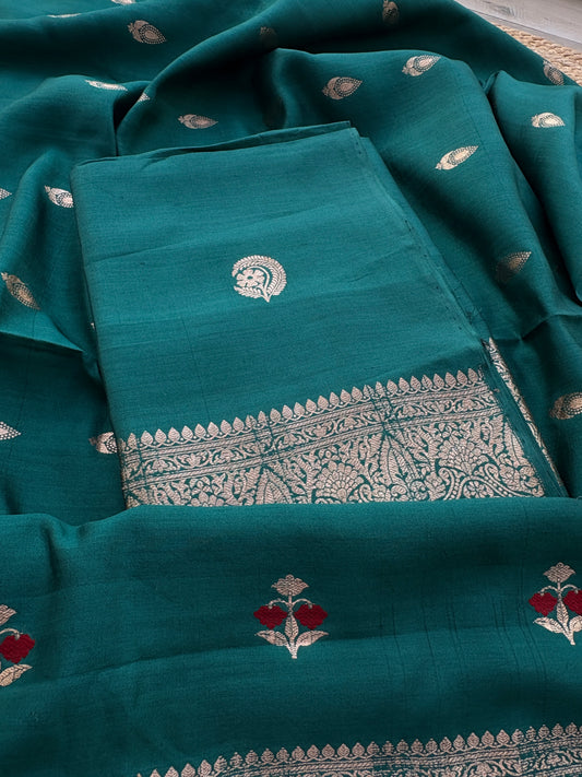 Green Chiniya silk suit set