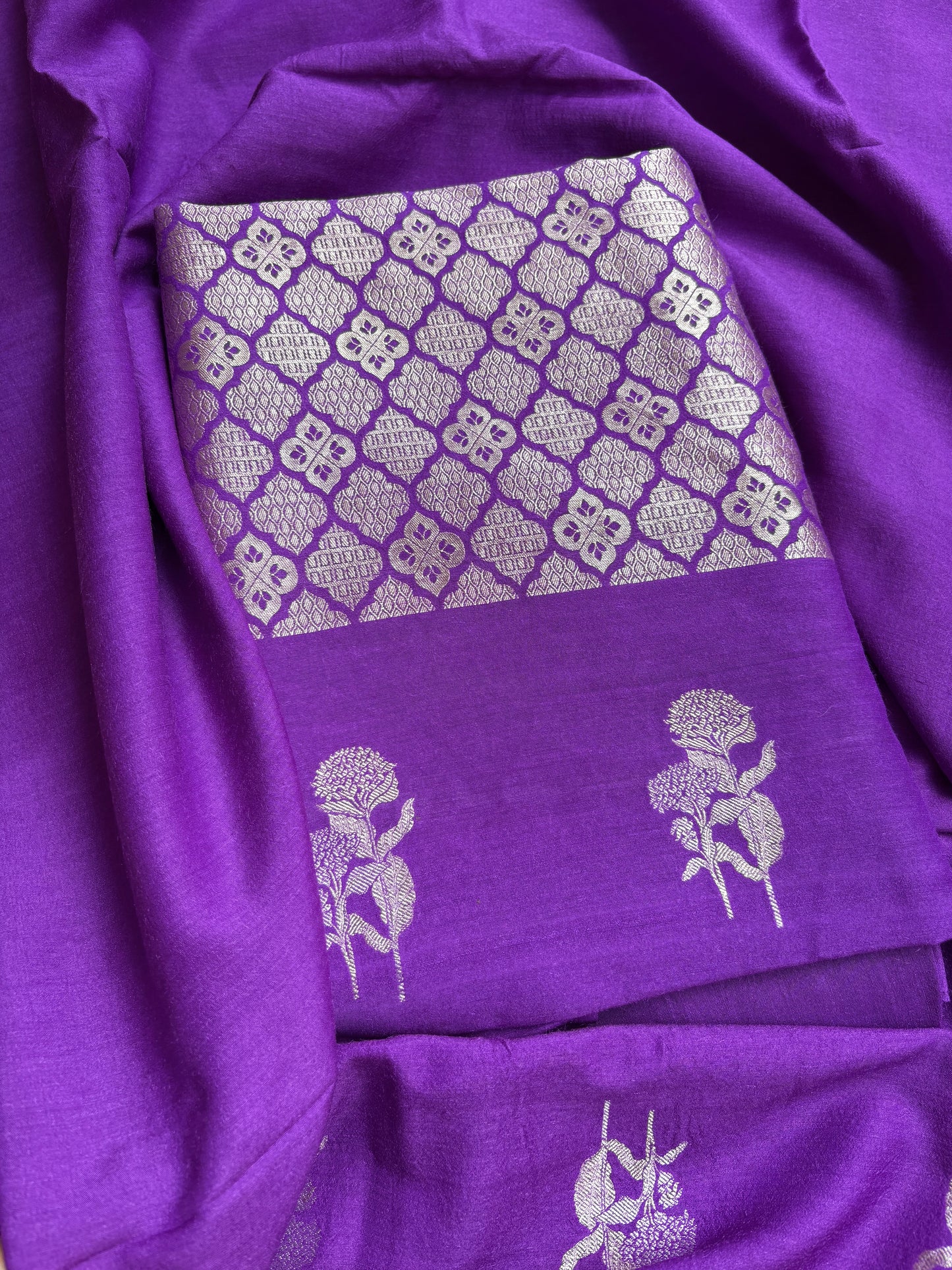 Purple moonga silk suit set