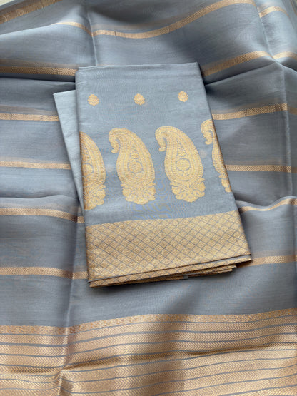 Grey kora silk suit set