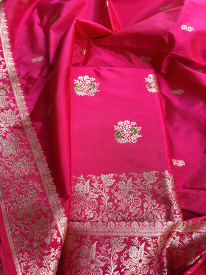 Pink katan by katan kadhwa silk suit set