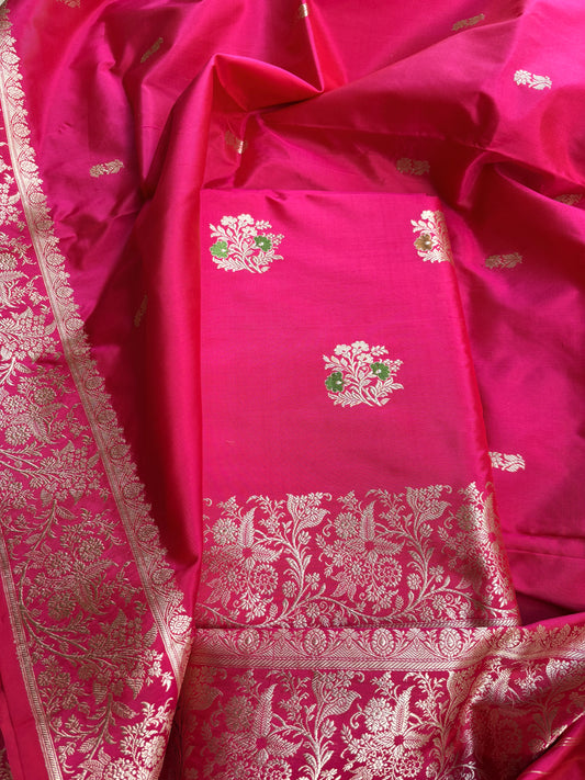 Pink katan by katan kadhwa silk suit set