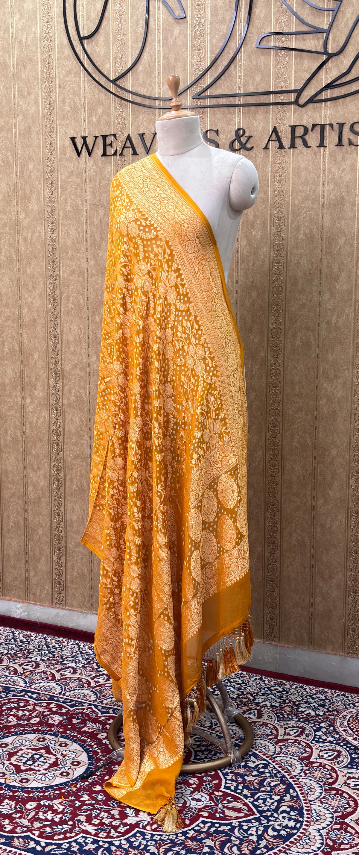 Yellow Khaddi georgette dupatta
