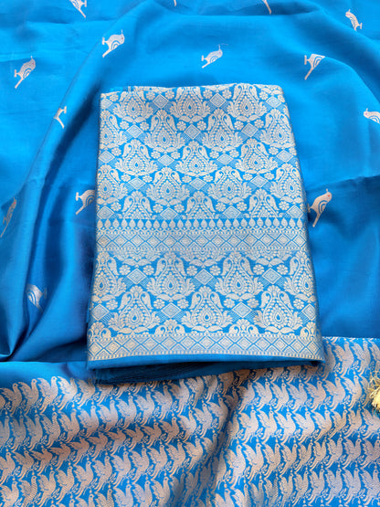 Blue mango silk brocade suit set