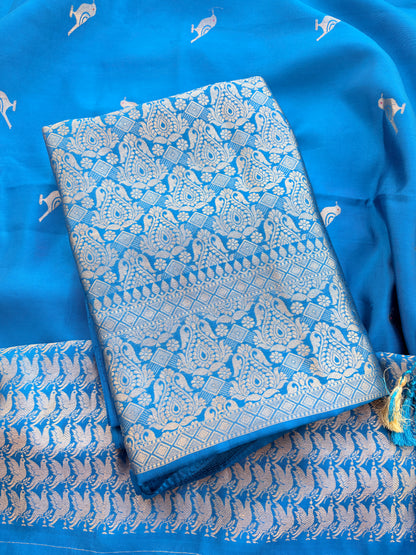 Blue mango silk brocade suit set