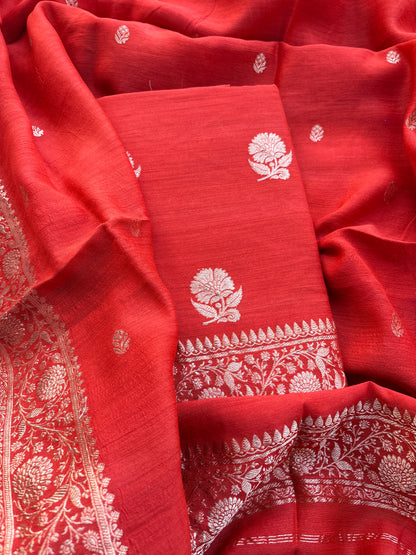 Orange moonga silk kadhwa suit set