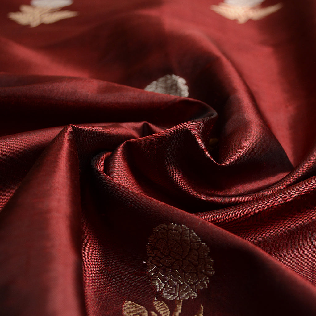 Maroon katan silk fabric