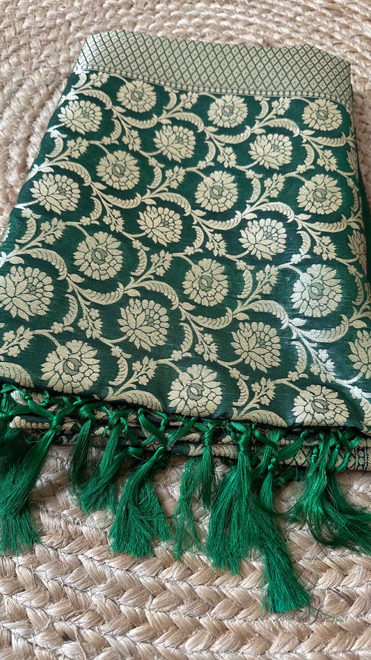 Green premium Banarasi silk dupatta