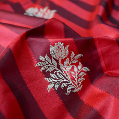 Red katan silk stripe fabric