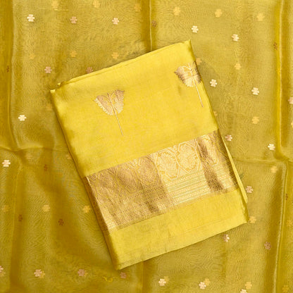 Yellow Chiniya kora silk suit  set