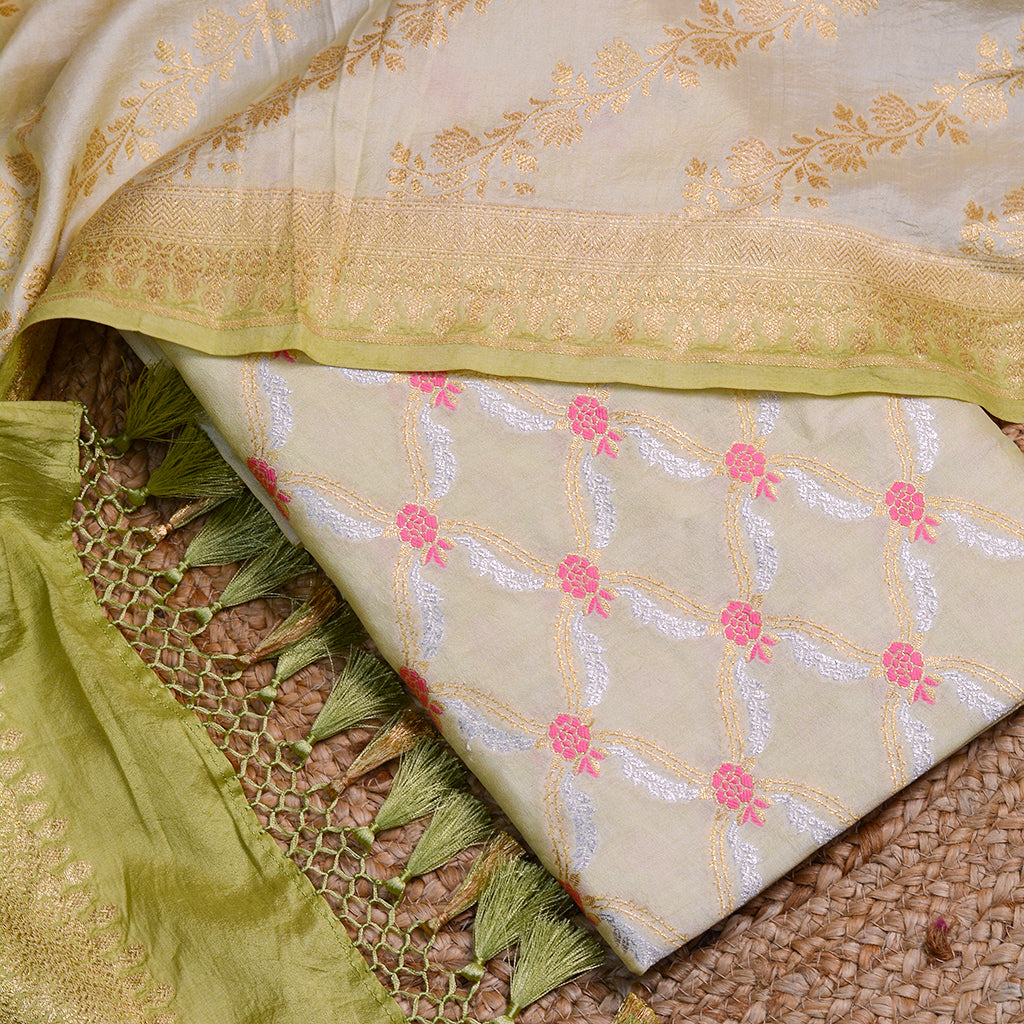 Green shaded Meena Kari shaded suit set