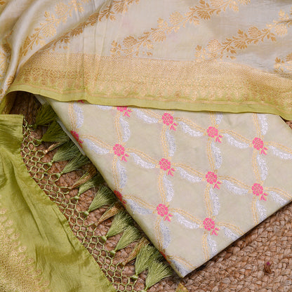 Green shaded Meena Kari shaded suit set