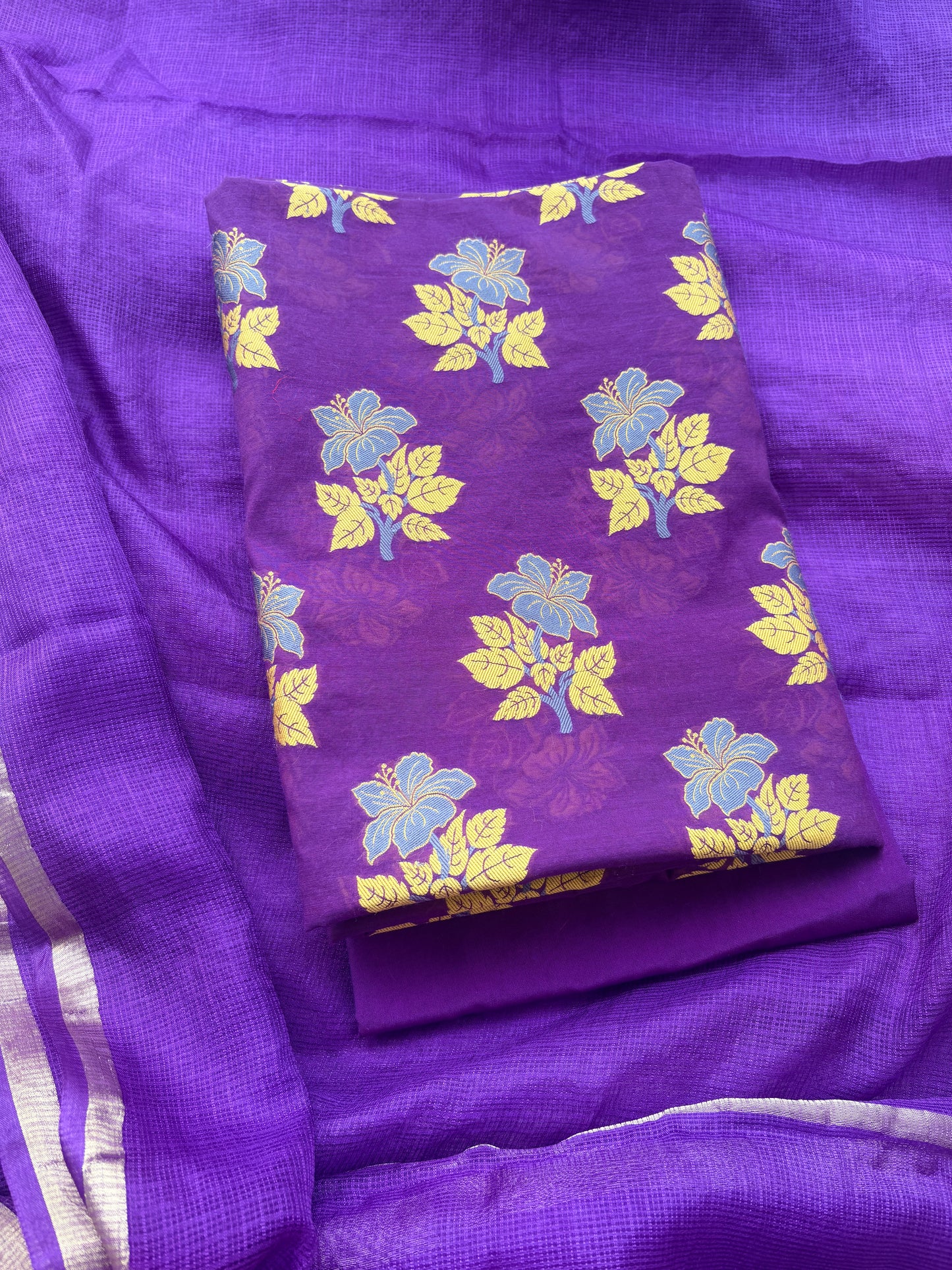 Purple Resham weaving suit with Kota Doria dupatta( Cc-04)