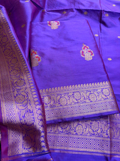 Purple dhoop chau katan silk suit set