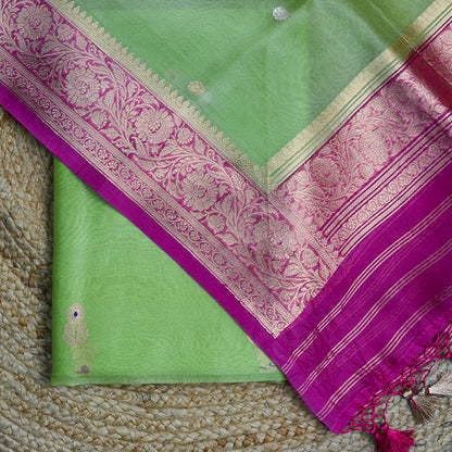 Green Kadhwa suit with shaded  dupatta