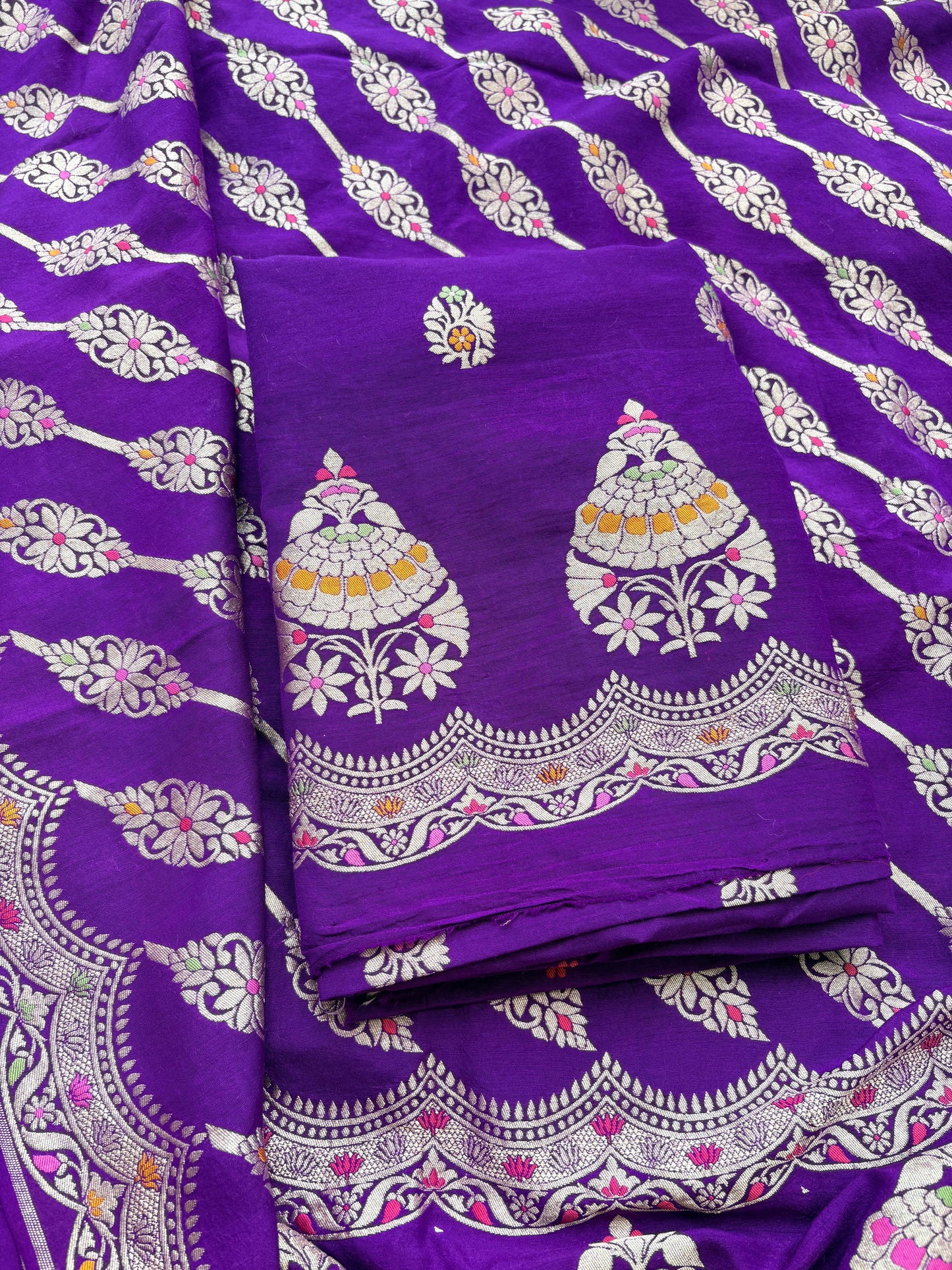Purple moonga silk meenadar suit set