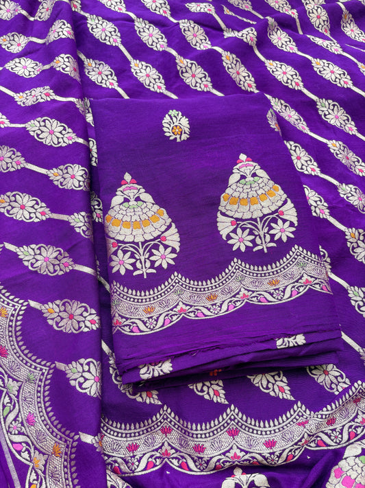 Purple moonga silk meenadar suit set