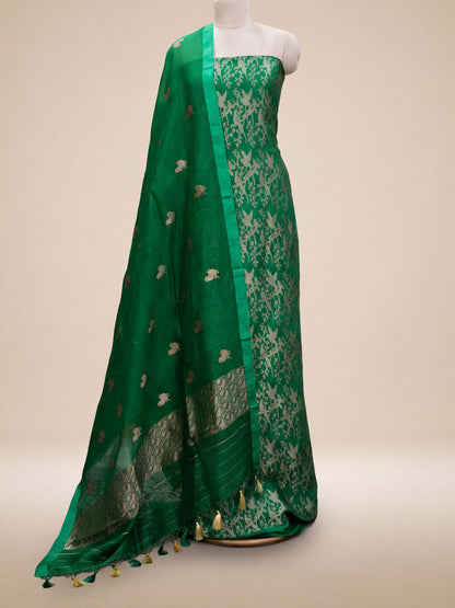 Green brocade silk suit set