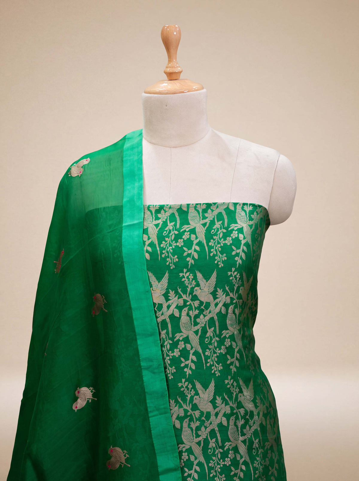 Green brocade silk suit set