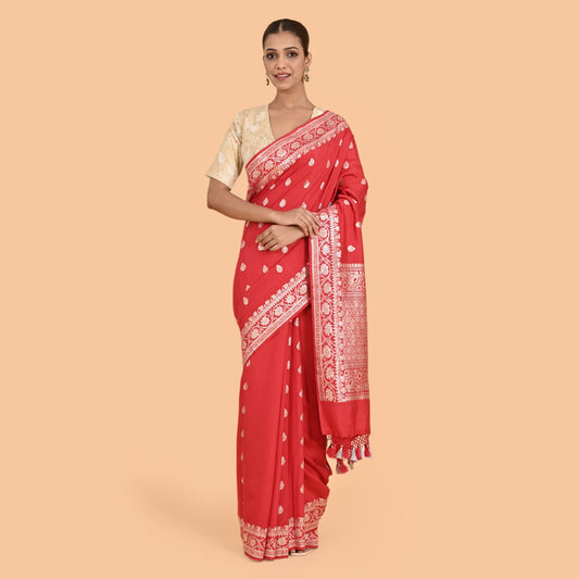 Red Pure banarasi kadhwa silk saree