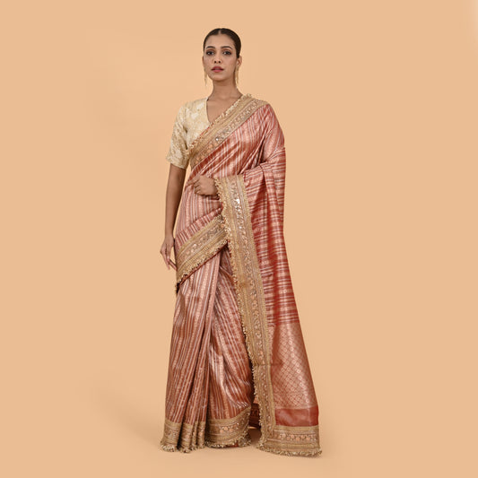 Rust Tissue silk saree