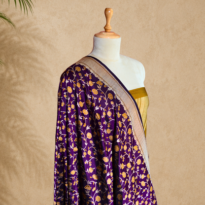 Mustard katan silk suit with jaal dupatta