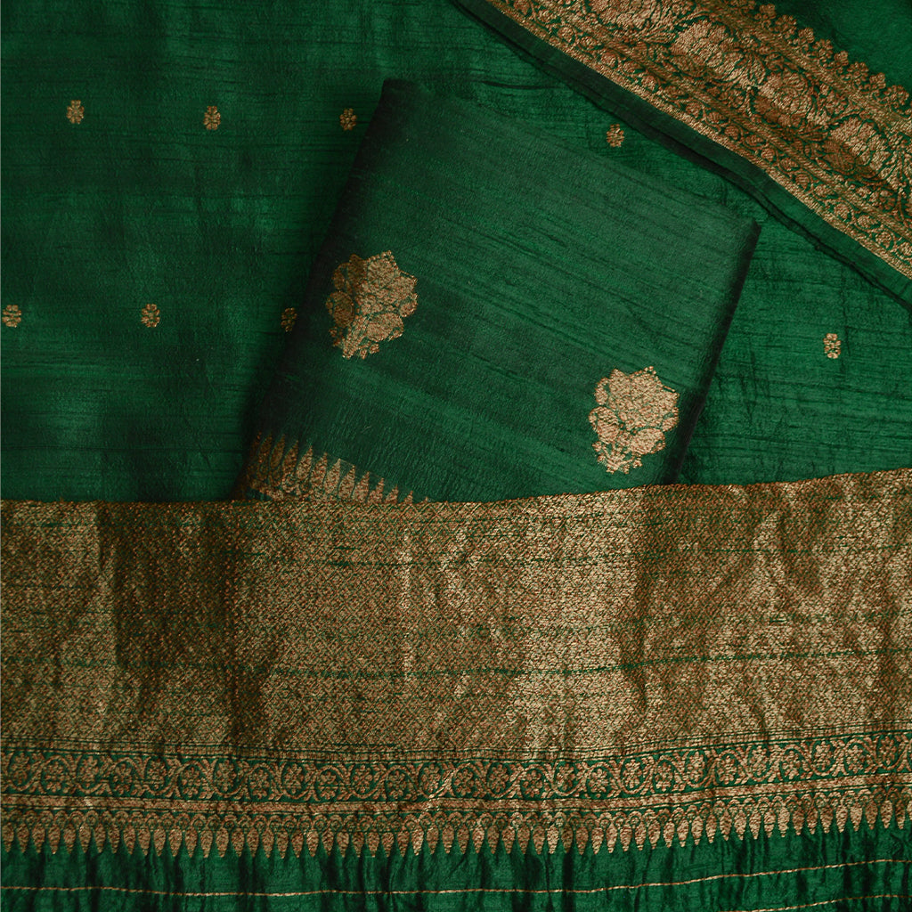 Green Raw Silk Suit Set
