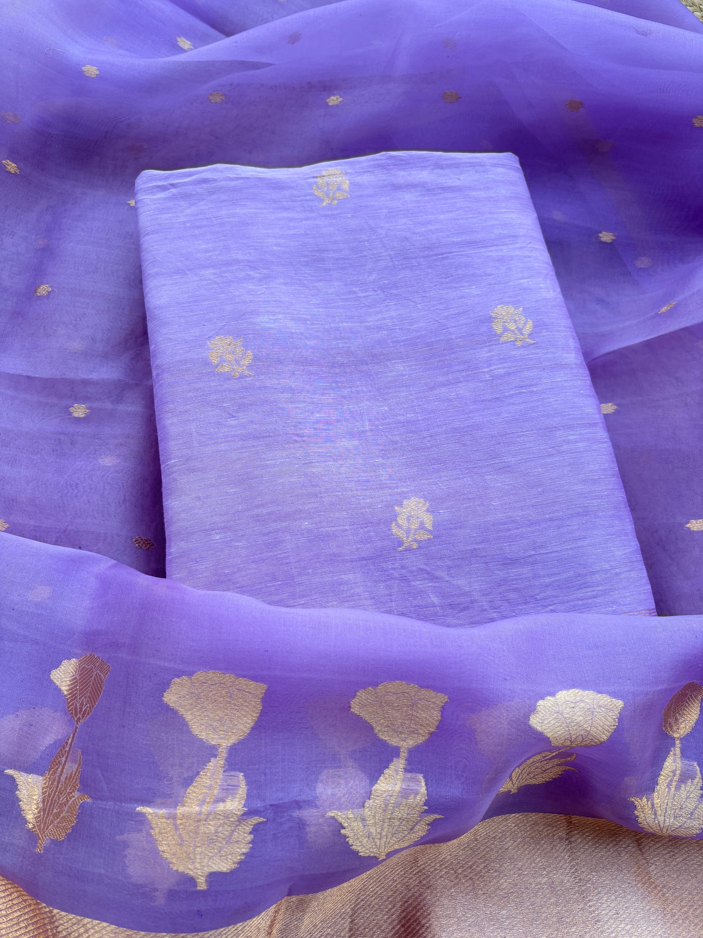 Lavender linen silk suit set