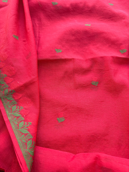 Red Chanderi Resham weaving Chanderi Suit set