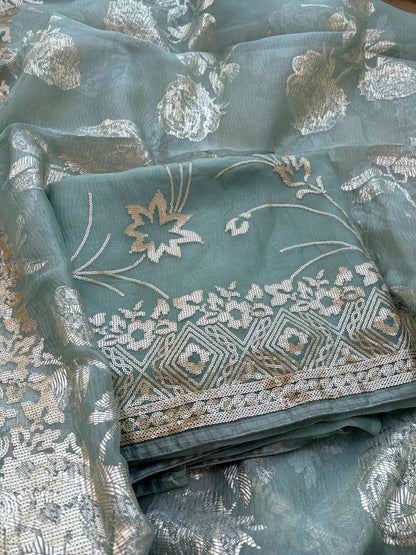 Green pita work tissue silk Suit set