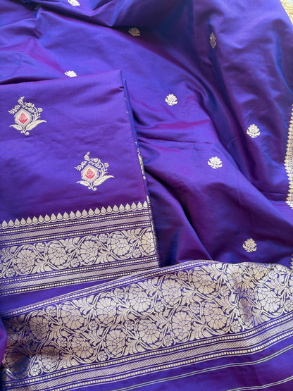 Purple katan by katan silk meenadar suit set