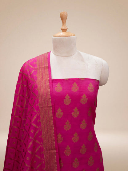 Pink cotton silk suit set