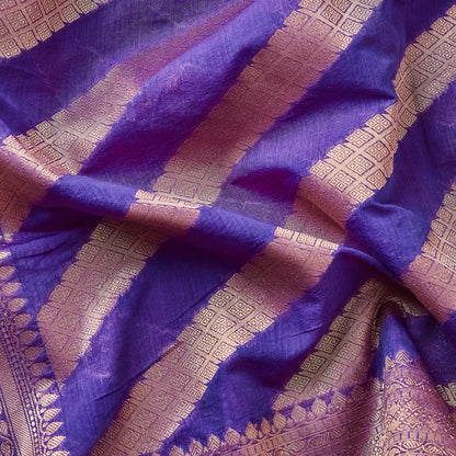 Purple Brocade Chanderi Cotton Suit Set