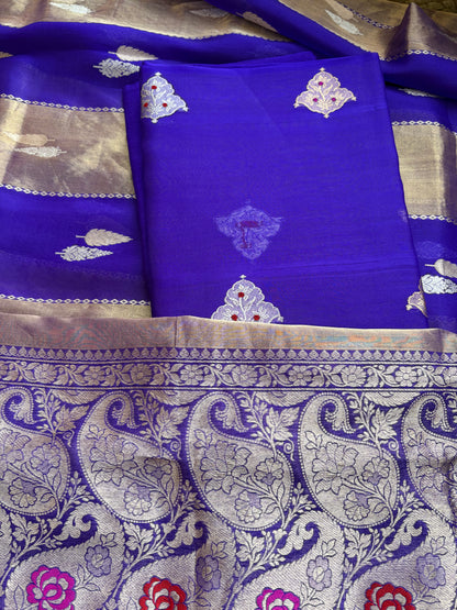 Purple kora kadhwa 3 piece suit set